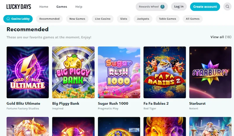 Lucky Days Casino games